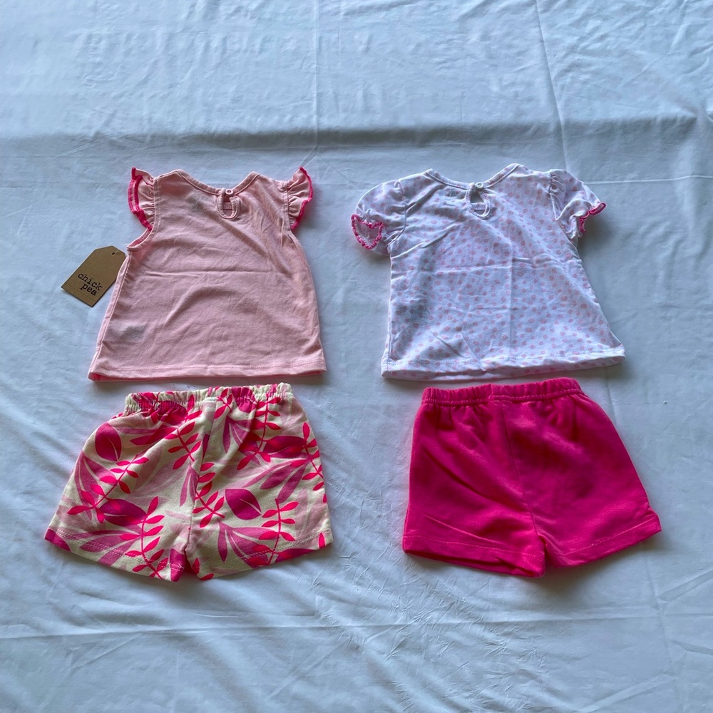 BNWT Chickpea Baby Girls 4-Pc. Tops & Shorts Set - Picture 3 of 3